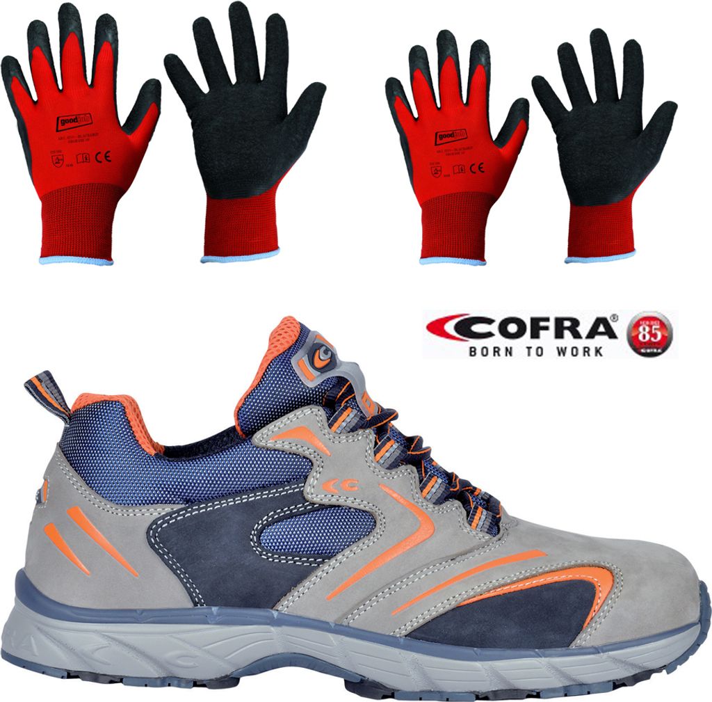 Cofra Sicherheitsschuhe New Squash Grey S3 SRC inklusive 2 Paar Arbeitshandschuhe Größe 9 & 10 (Größe 42)