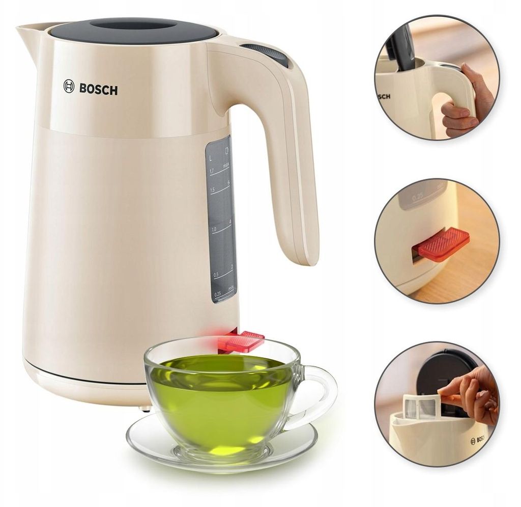 Bosch MyMoment 1.7l 2.4kW Elektrischer Wasserkocher TWK2M167 Kabellos Beige