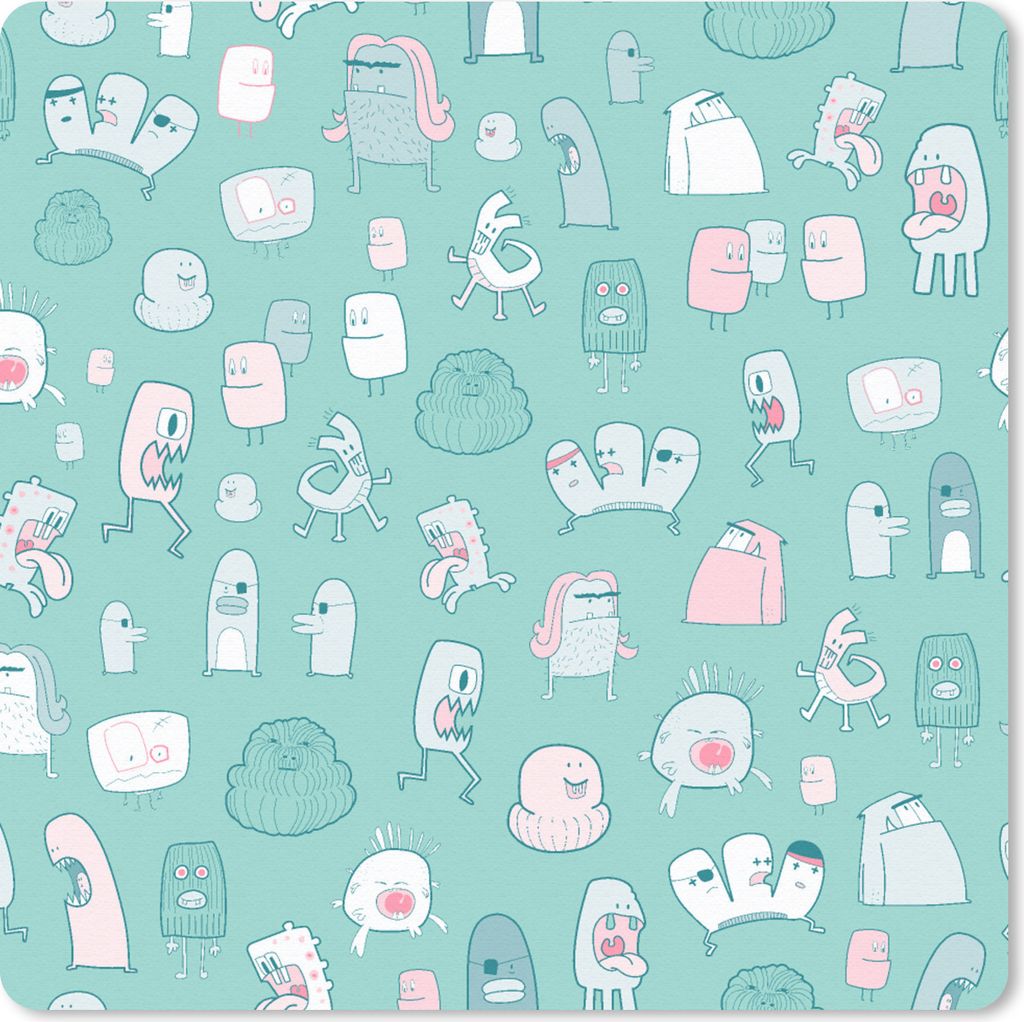 MuchoWow Mauspad Mousepad Monster - Muster - Pastell 20x20 cm - Mousepads - Maus Mat - Pad - Mausunterlage - Desk Mat - Bureauartikeln