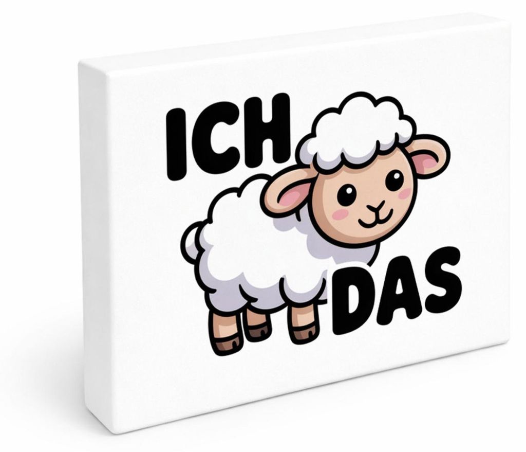 Niedliches Schaf - Ich schaf das Holzbild in 20x15 cm zum Stellen oder