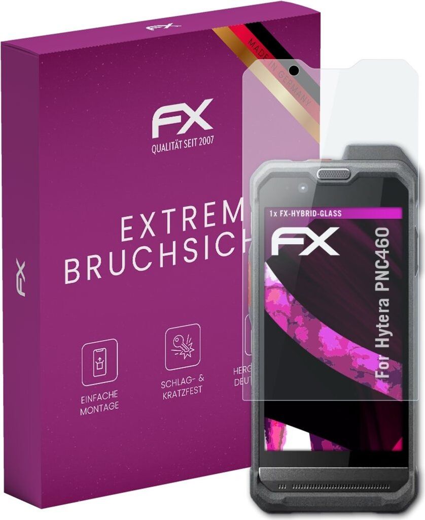 atFoliX FX-Hybrid-Glass Displayfolie kompatibel mit Hytera PNC460 Glasfolie