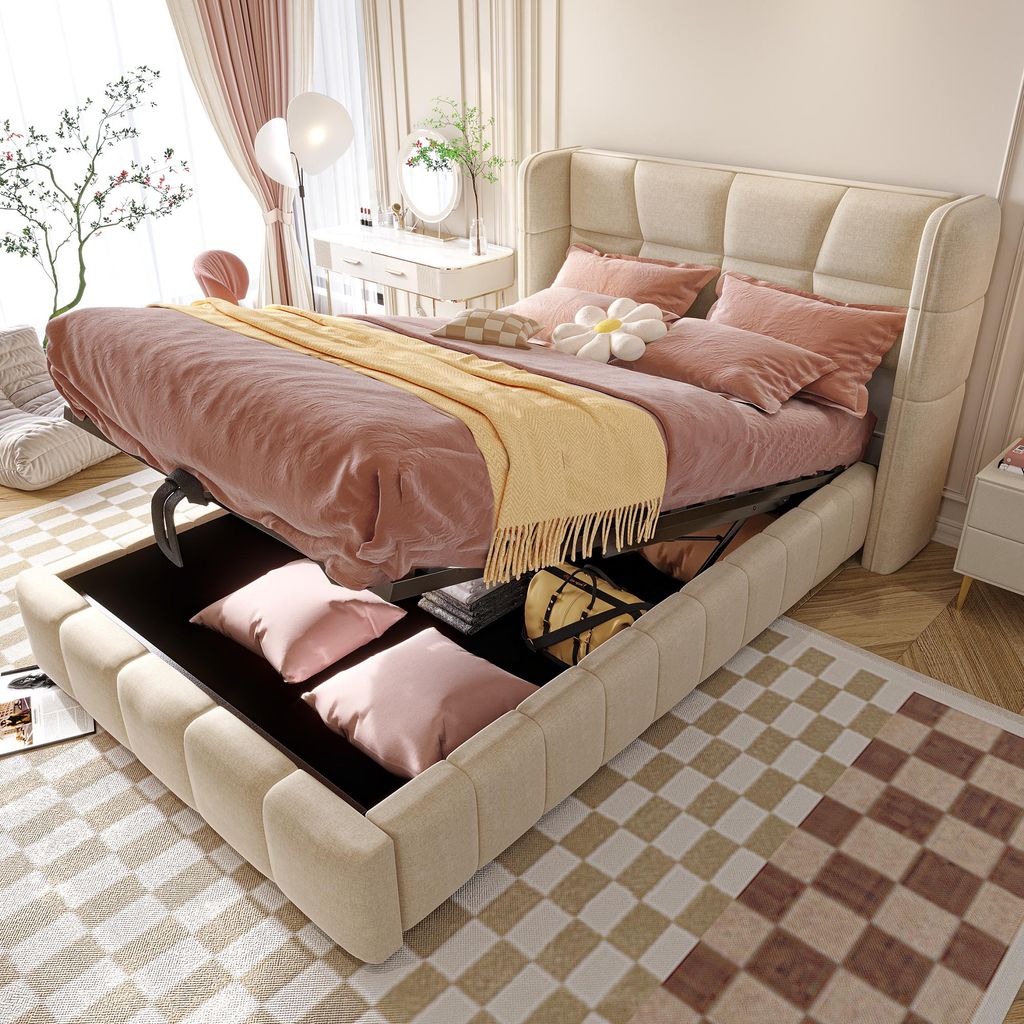 Polsterbett 90x200cm, Jugendbett, Einzelbett, Bett mit Produktbild 