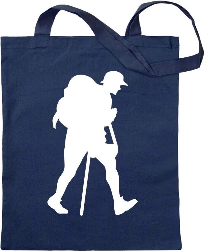 Kiwistar - Baumwolltasche - dunkelblau - Wandern Trekking Figur - Tragetasche Stoffbeutel Umhängetasche Langer Henkel