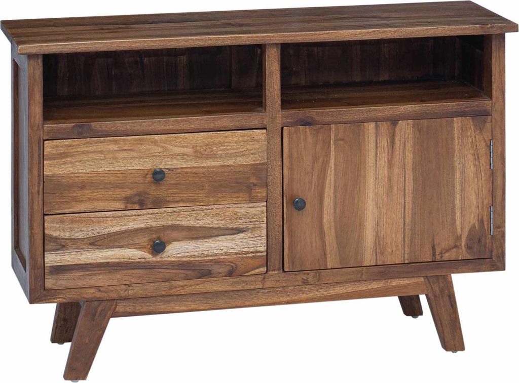 Sideboard mit Schubladen Natur 100 x 30 x 68 cm Massivholz Teak