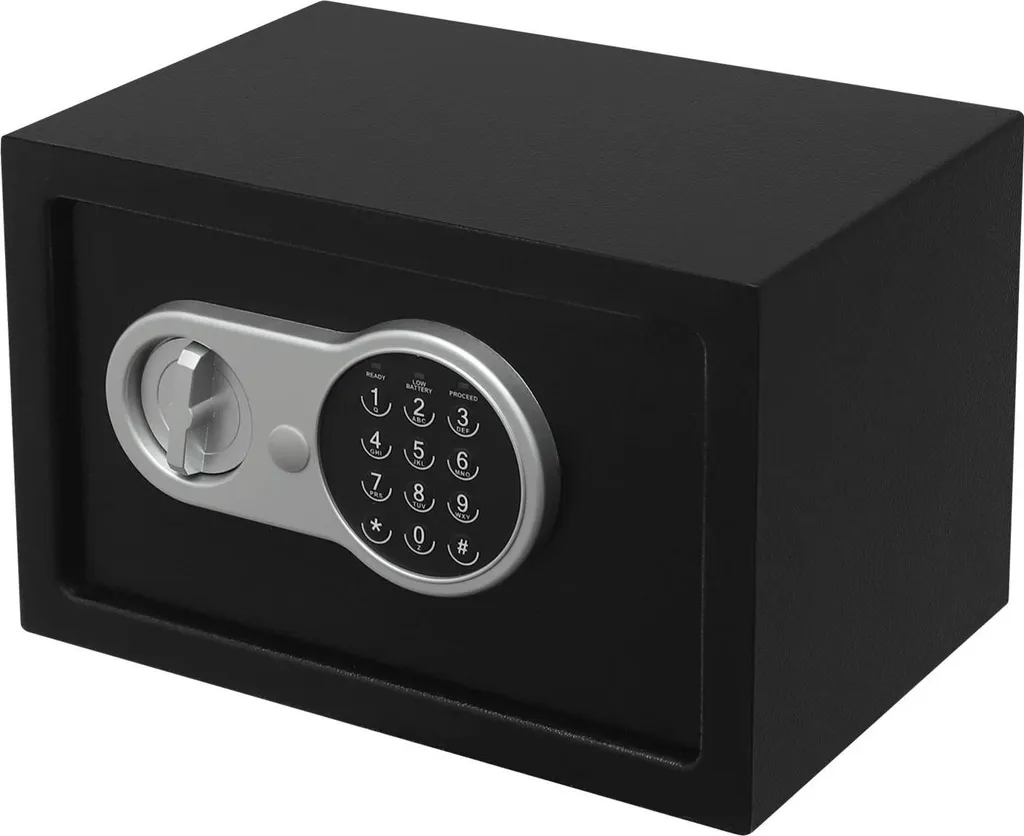 Petit coffre-fort électronique noir en acier pour maison ou bureau 12L