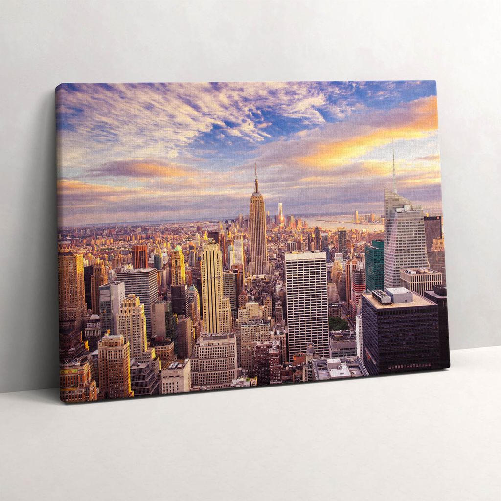 New Yorker Sonnenuntergang – Leinwandbild Wandbild – 80x60 cm – Leinwandbilder – Wandbilder – Schlafzimmer – Flur