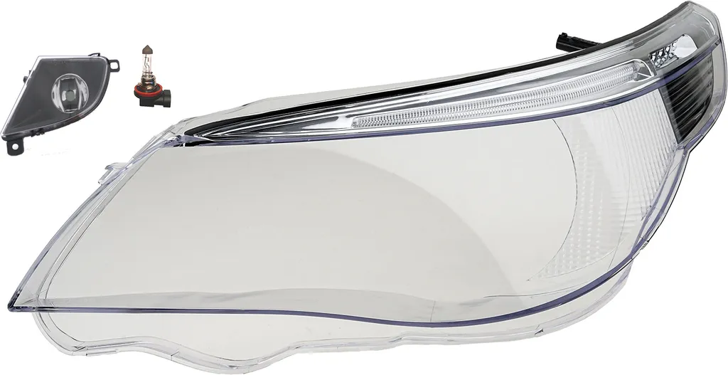Vetro Fendinebbia BMW Serie 5 E60 E61 03-07 Sinistro + Lampada LED