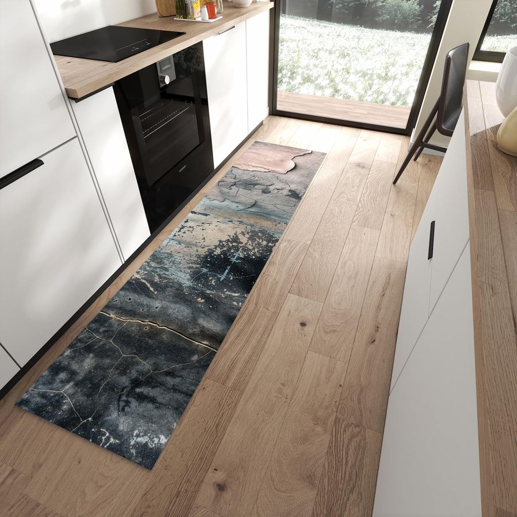 Küchenteppich 60x240cm rutschfest & abwischbar PVC Läufer - Abstrakte Textur