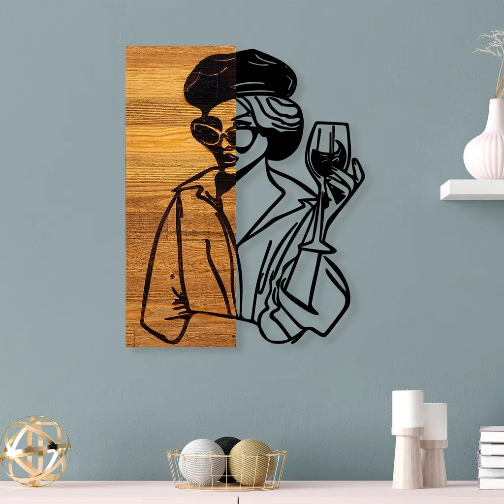 Wallity, Donna 2, decorazione murale, nero, metallo, 39 x 50 x 3 cm