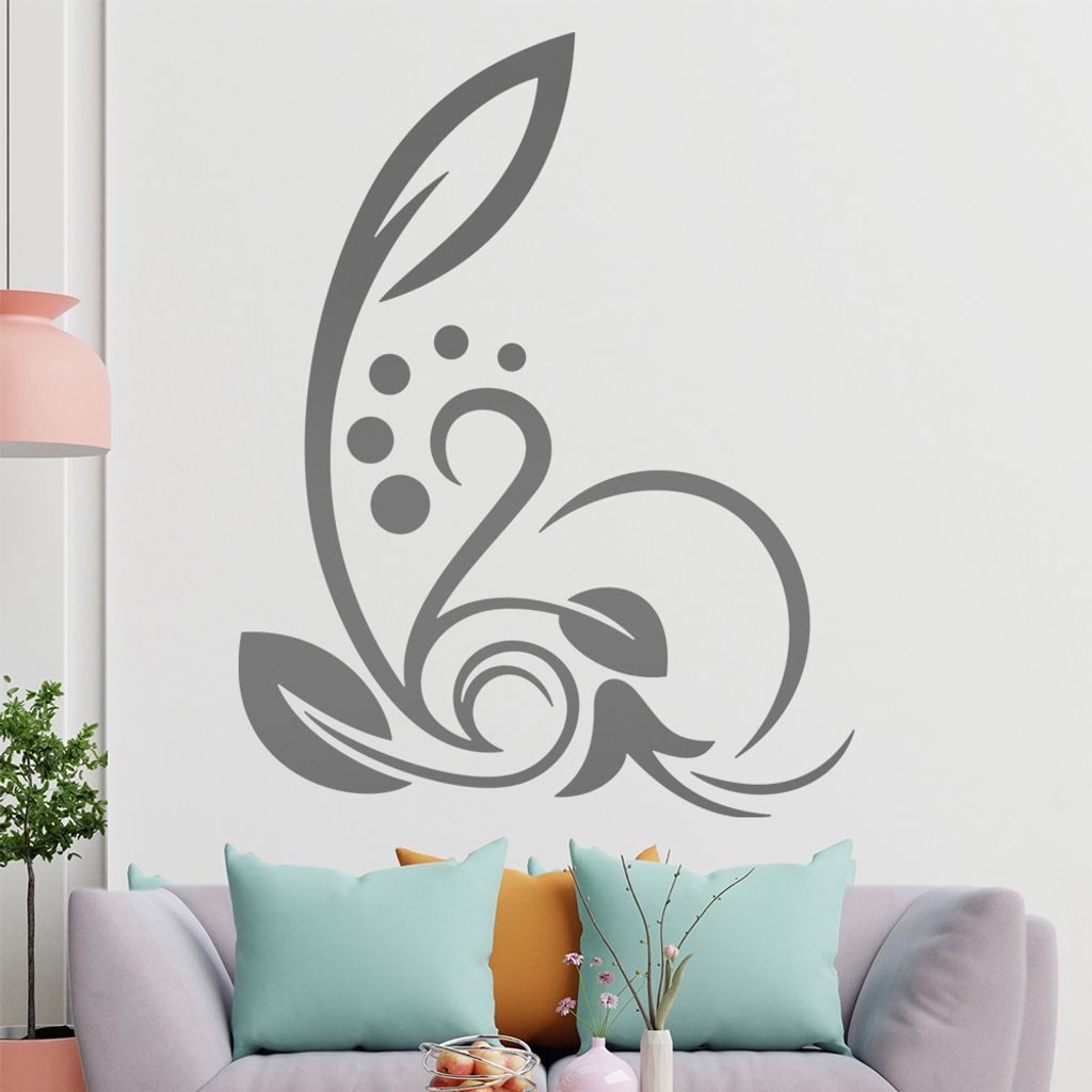 Blätter - Linien Punkte Wandtattoo in 6 Größen - Wandaufkleber Wall Sticker - Dekoration, Küche, Wohnzimmer, Schlafzimmer, Badezimmer