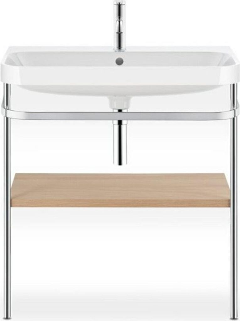 Duravit Happy D.2 Plus c-shaped Set mit Metallkonsole, 775x490mm, 2 Hahnlöcher, HP4837E7171