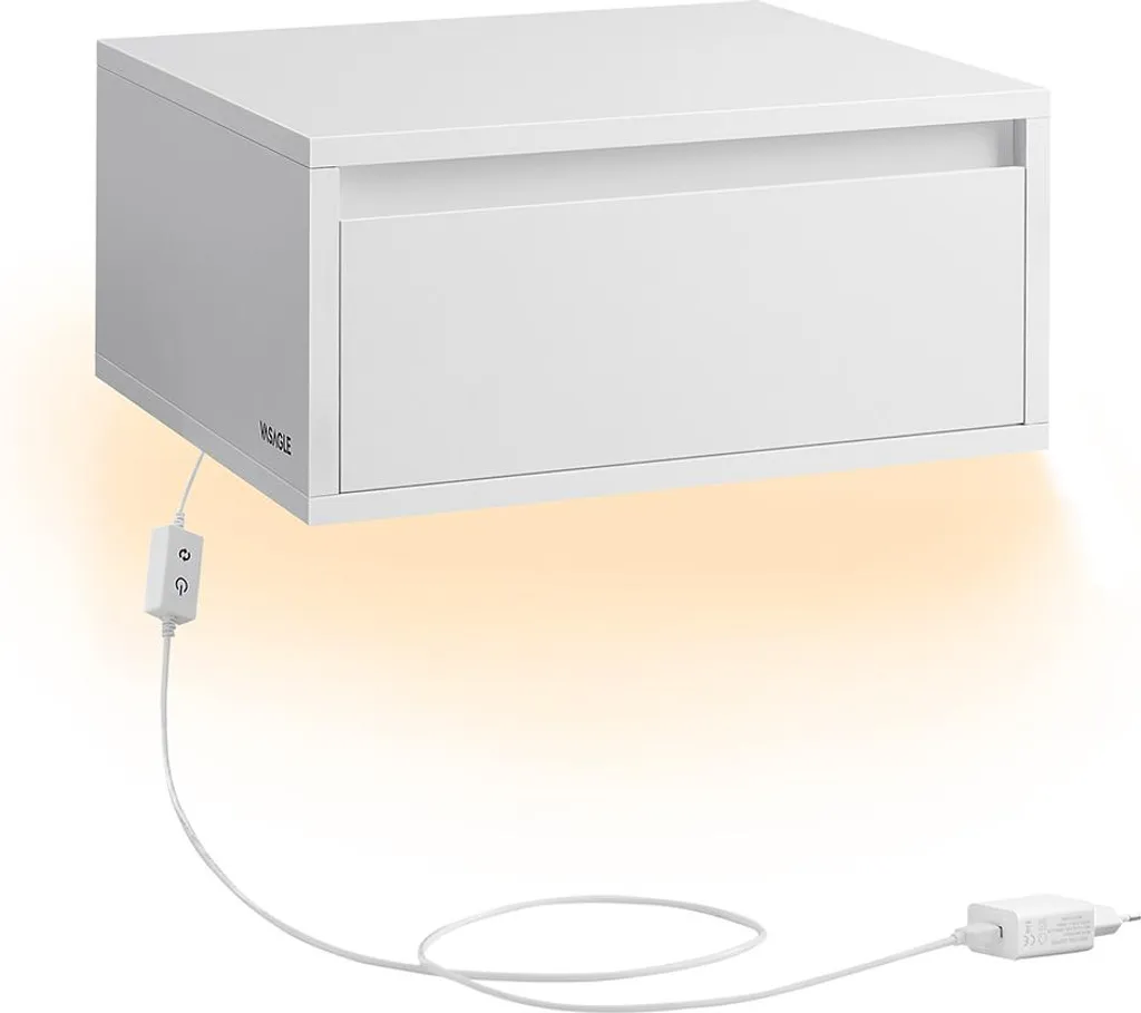 Table de chevet flottante blanc nuage pour chambre moderne avec LED