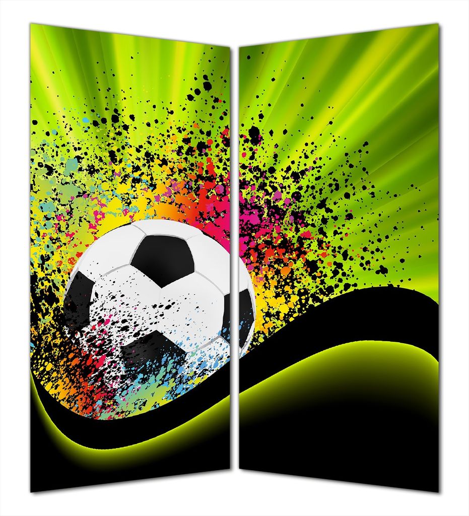 Wallario selbstklebende Duschrückwand 160 x 200 cm mit Motiv Fußball - Design Wellen und Regenbogen in grün - Wandverkleidung mit Hochglanzlamin...