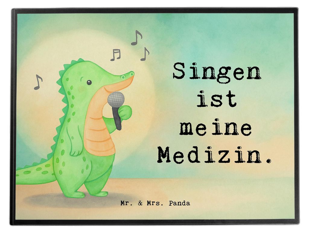 Mr. & Mrs. Panda tischauflage Krokodil Singen Design - Weiß - Geschenk, Hobbysänger, Gesang, schreibtischunterlagen, schreibtischunterlage, Zeich...