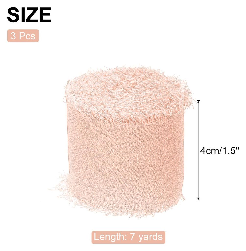 Chiffon-Band, 1,5"x7 Yard Seidenband Pfirsich Tš¹ll Satin Stoffband fš¹r Geschenkverpackungen Einladungen Brautstr?u?e, Packung mit 3