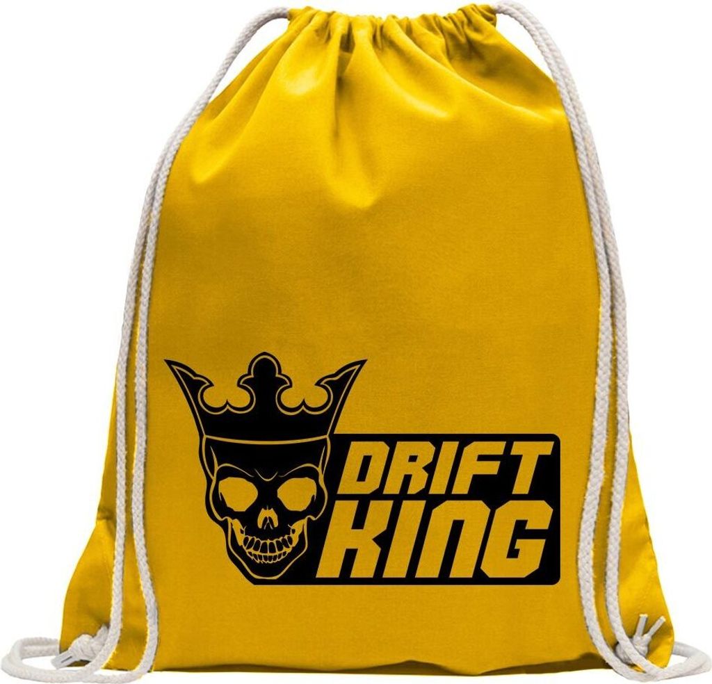 Kiwistar - Turnbeutel - gelb - Drift King - Fun Rucksack Sport Beutel Gymsack Baumwolle mit Ziehgurt