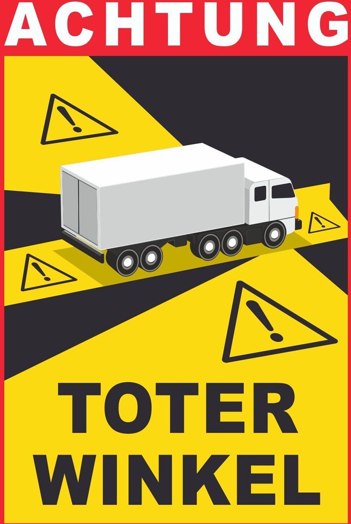 Toter Winkel Schild A3 Rückseite selbstklebend