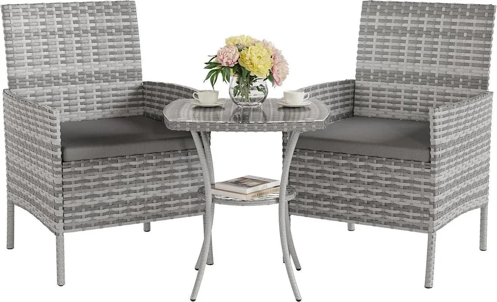 Mobilier de Terrasse 3 Pièces UDPATIO en Résine Tressée Haute Densité