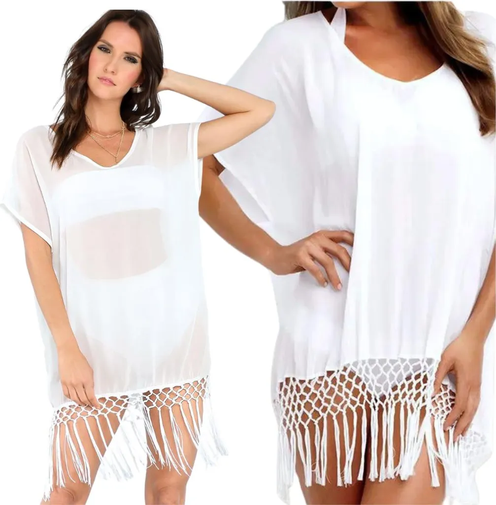 Tunica Spiaggia Boho Pizzo Bianco - Vestito Kimono Mare Estate 2026