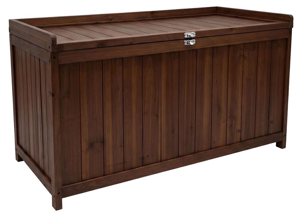Cubo - Aufbewahrungsbox für den Außenbereich 113x60x53 cm aus Fichtenholz mit Vorhängeschlossverschluss Teak