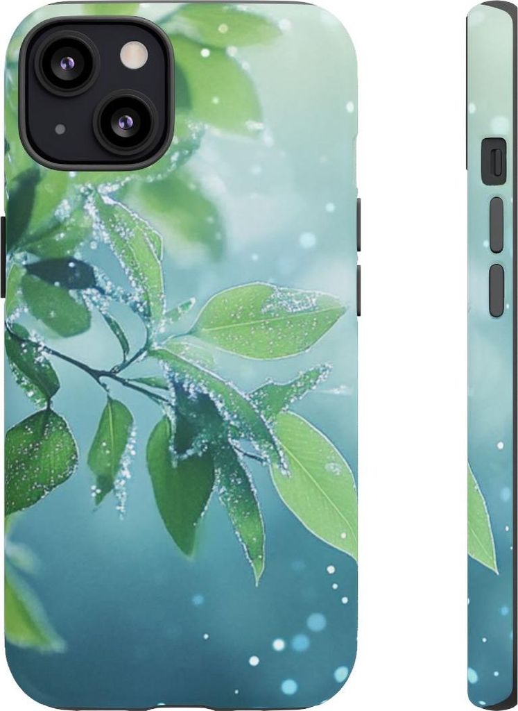 Frische grüne Blätter mit sanftem Lichtspiel – Hülle Kompatibel mit iPhone 13