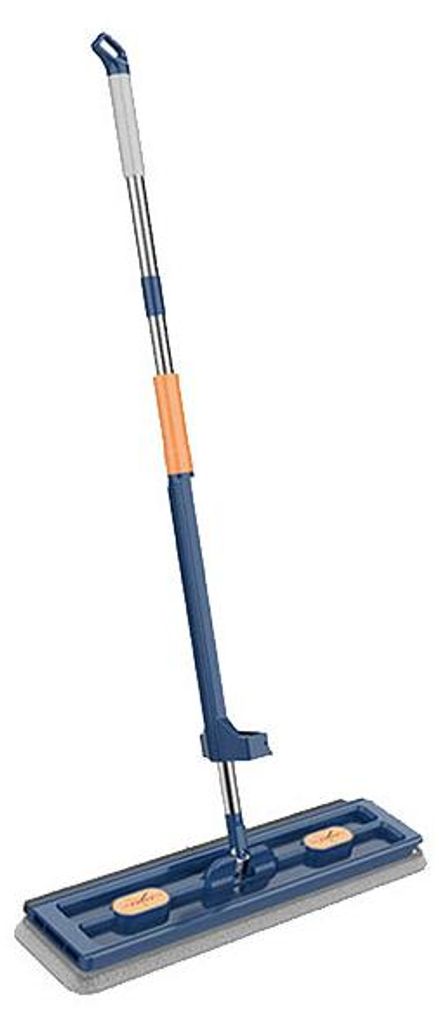 A flat mop with a telescopic handle against a white background.