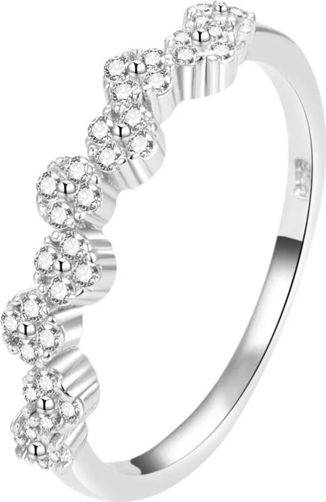 Bague en argent 925 sertie de zircons clairs AGG390 - Largeur 64 mm
