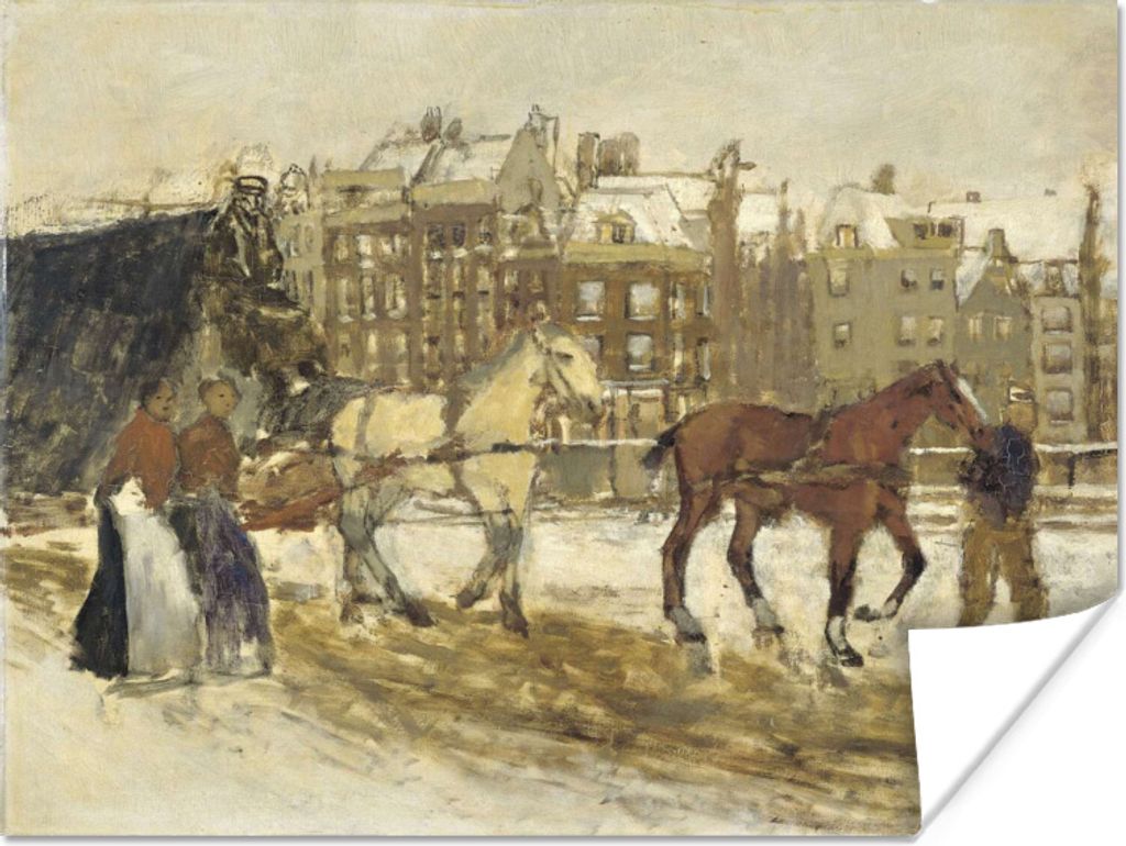 MuchoWow Poster Das Rokin in Amsterdam - Gemälde von George Hendrik Breitner 160x120 cm - Foto Plakat