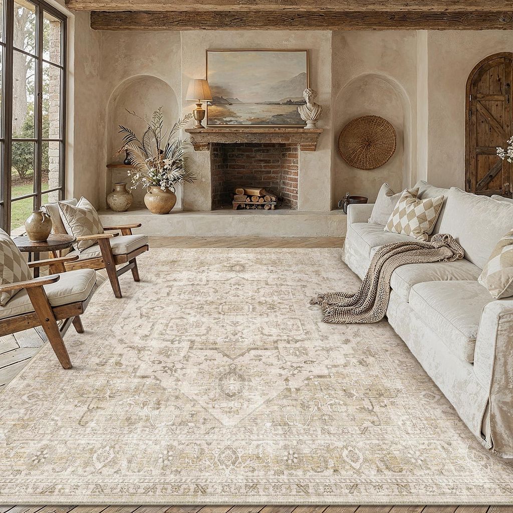 Dywany 200x300 cm, beżowy, prany w pralce, antypoślizgowy, Zdjęcie produktu 