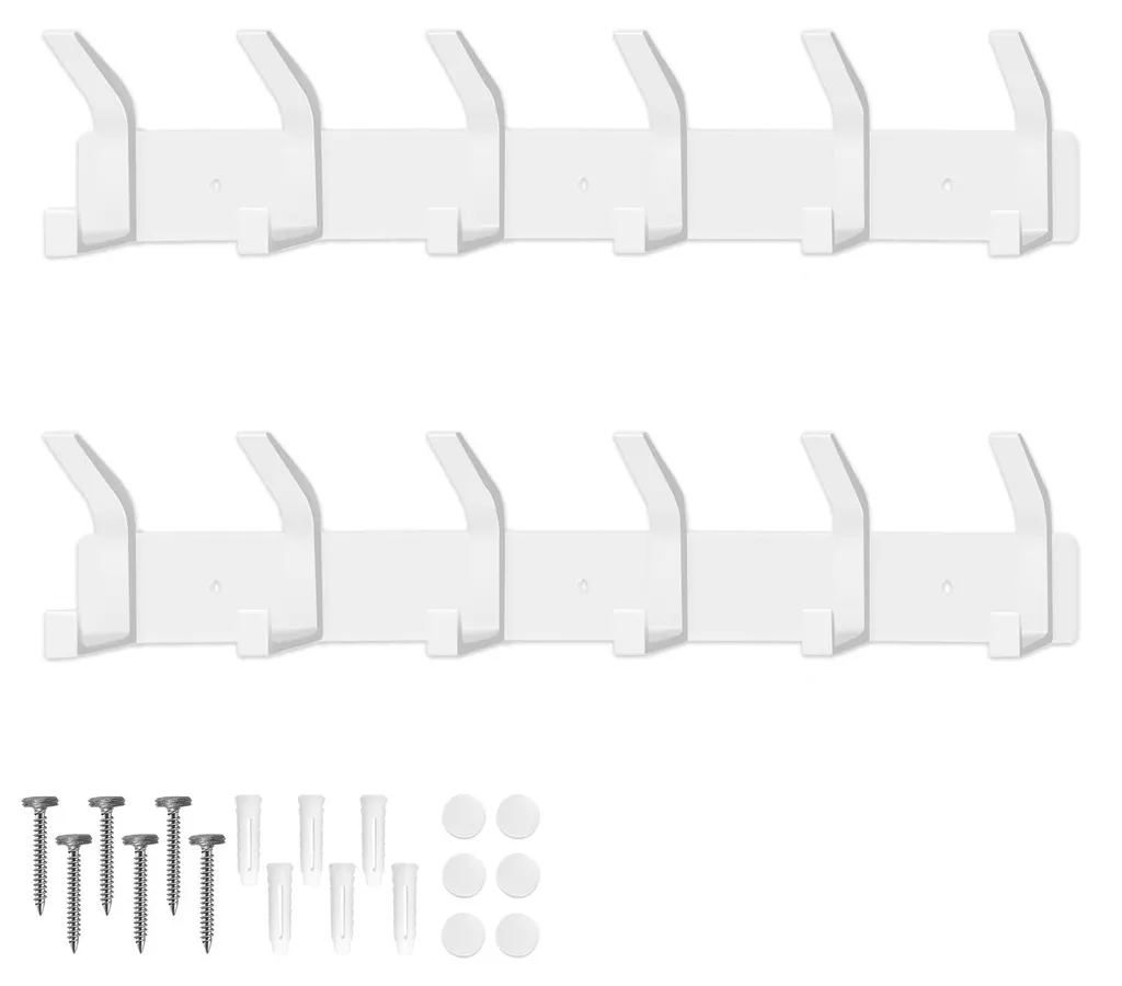 Porte-manteau mural blanc 6 crochets : fini le désordre dans l'entrée