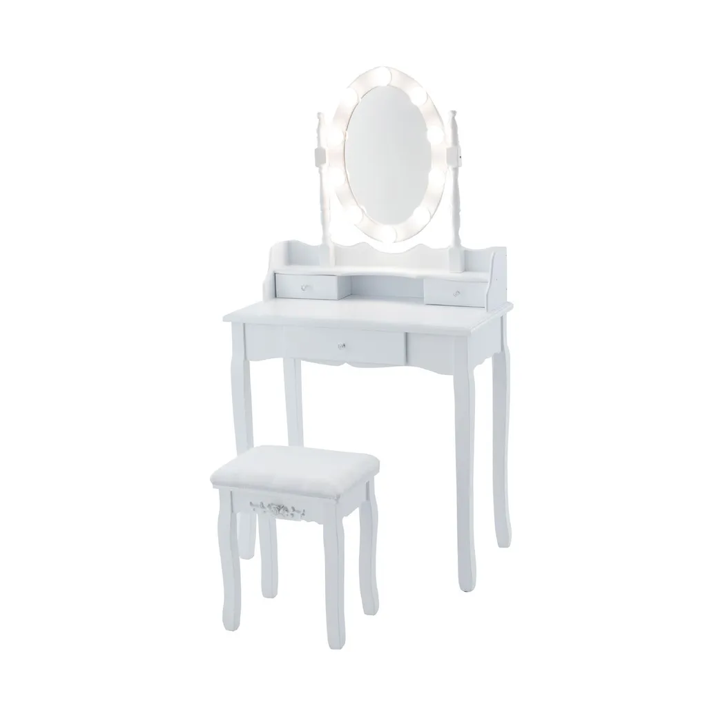 Coiffeuse de Chambre avec Miroir Lumineux pour Routine Beauté Quotidienne