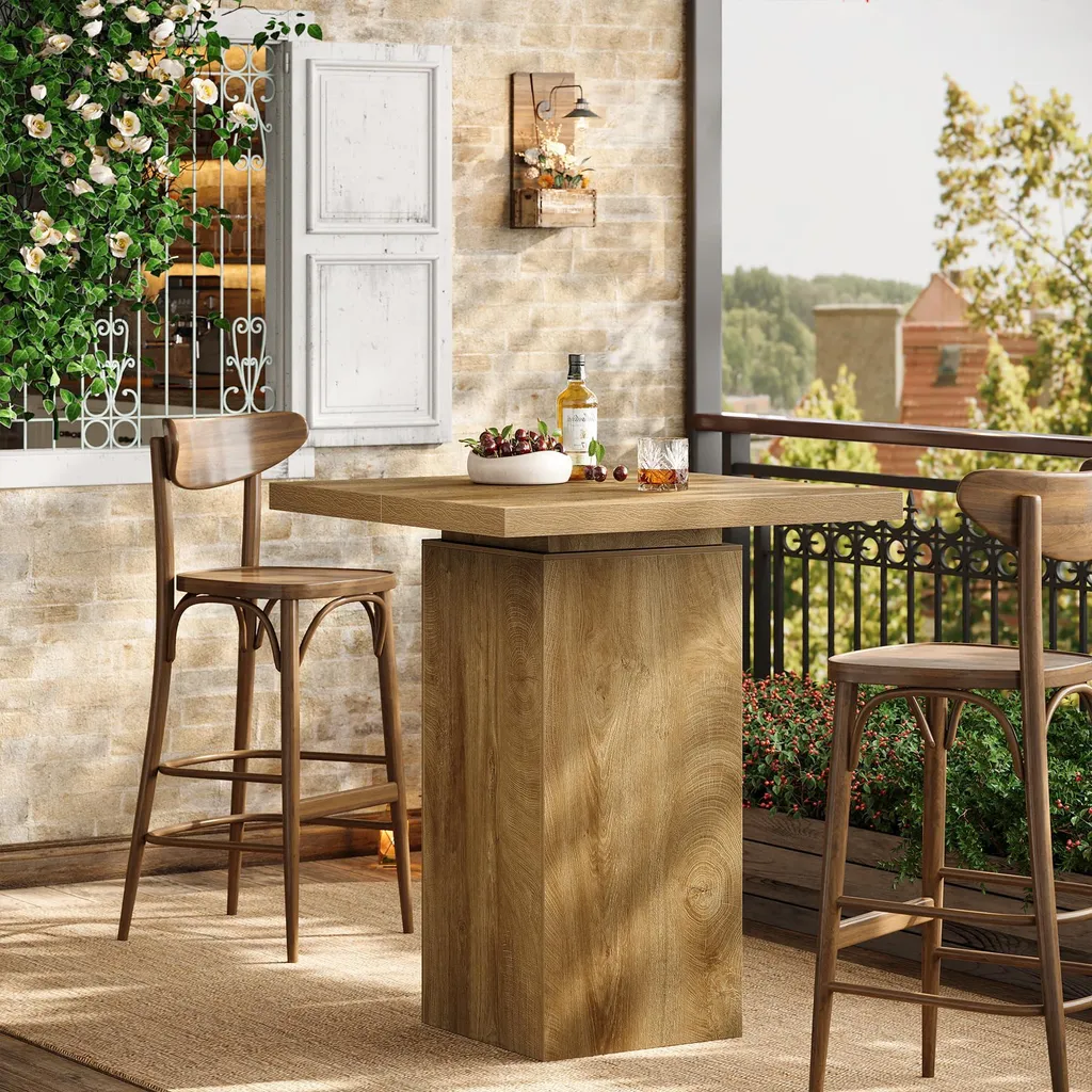 Table de Bar Industrielle avec Plateau Robuste, Table Haute Bistro 100cm