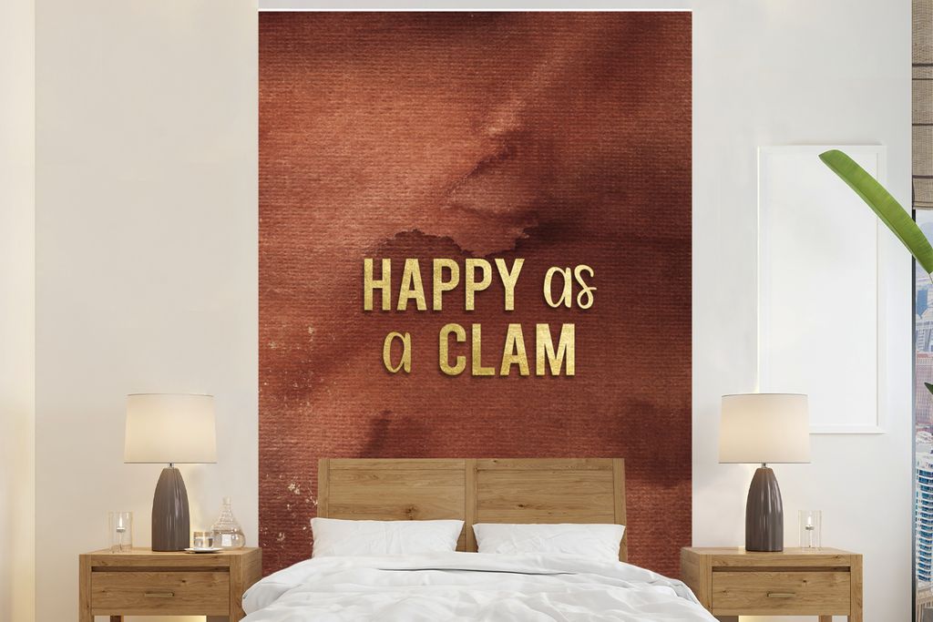 MuchoWow Fototapete für Wohnzimmer oder Schlafzimmer Wandtapete Vinyl Motivtapete Muschel - Gold - Rose Gold - 160x240 cm - Vinyltapete