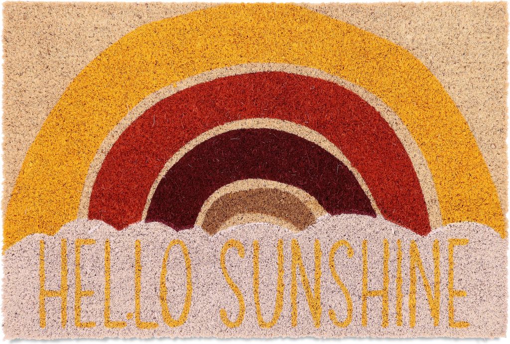Relaxdays Fußmatte Kokos, Türvorleger Hello Sunshine, 40 x Produktbild 