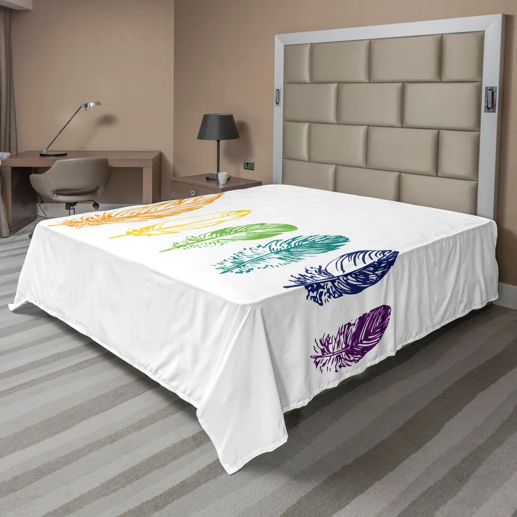 Lenzuolo Abakuhaus Arcobaleno Piume 244x205 cm | Stile Grafico Artistico