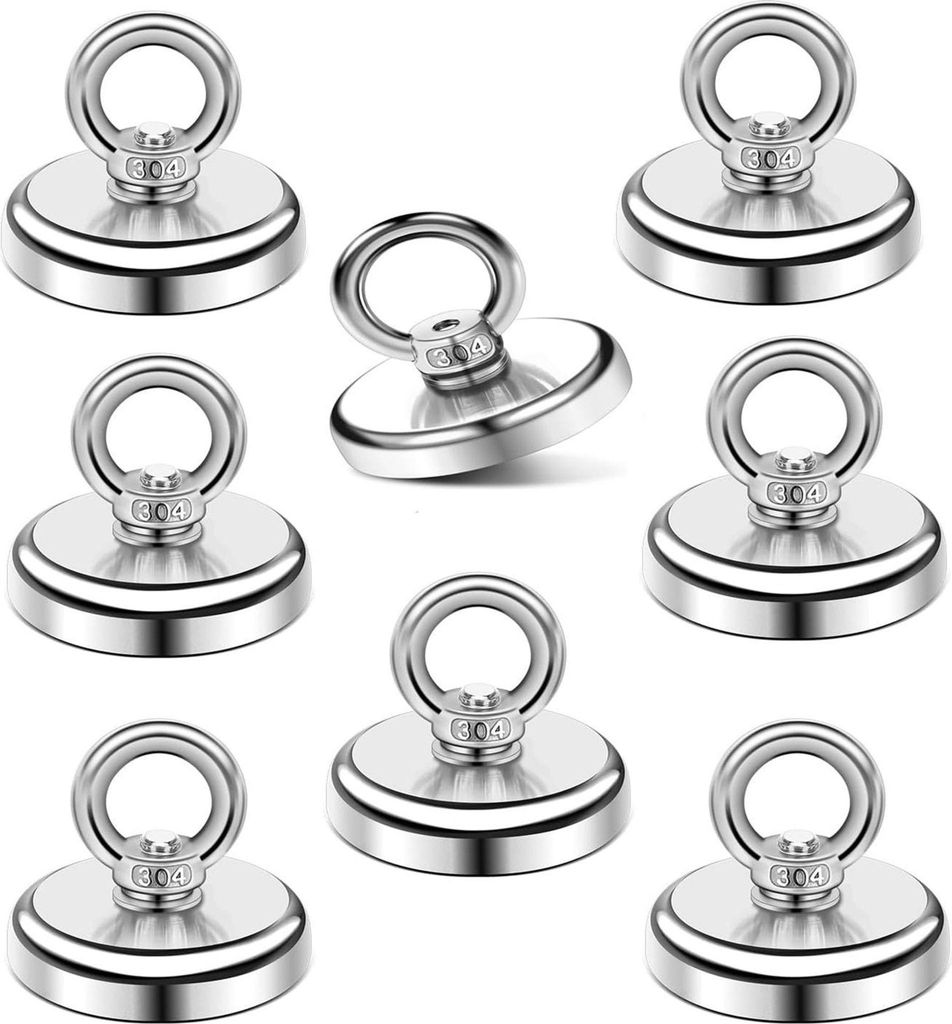 Magnete Stark Groß 45KG, 8 Stück Neodym Magnet Extra Starke 32mm, Magnetfischen, Magnet mitöse, Magneten stärker halt für Geeignete Magnetfisc...