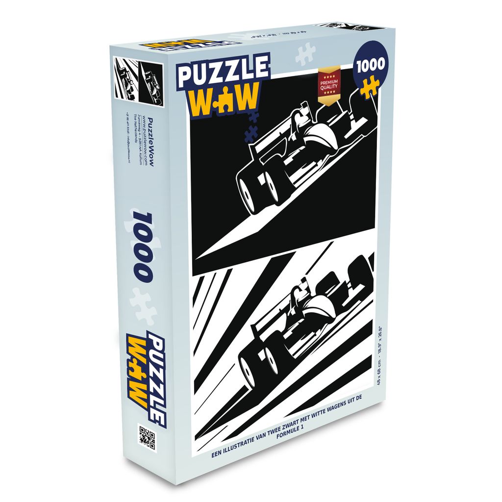 MuchoWow Puzzle 1000 Teile Eine Illustration von zwei schwarz-weißen Autos aus der Formel 1 - Spielzeug - Alt und Jung - Spiele - Puzzeln