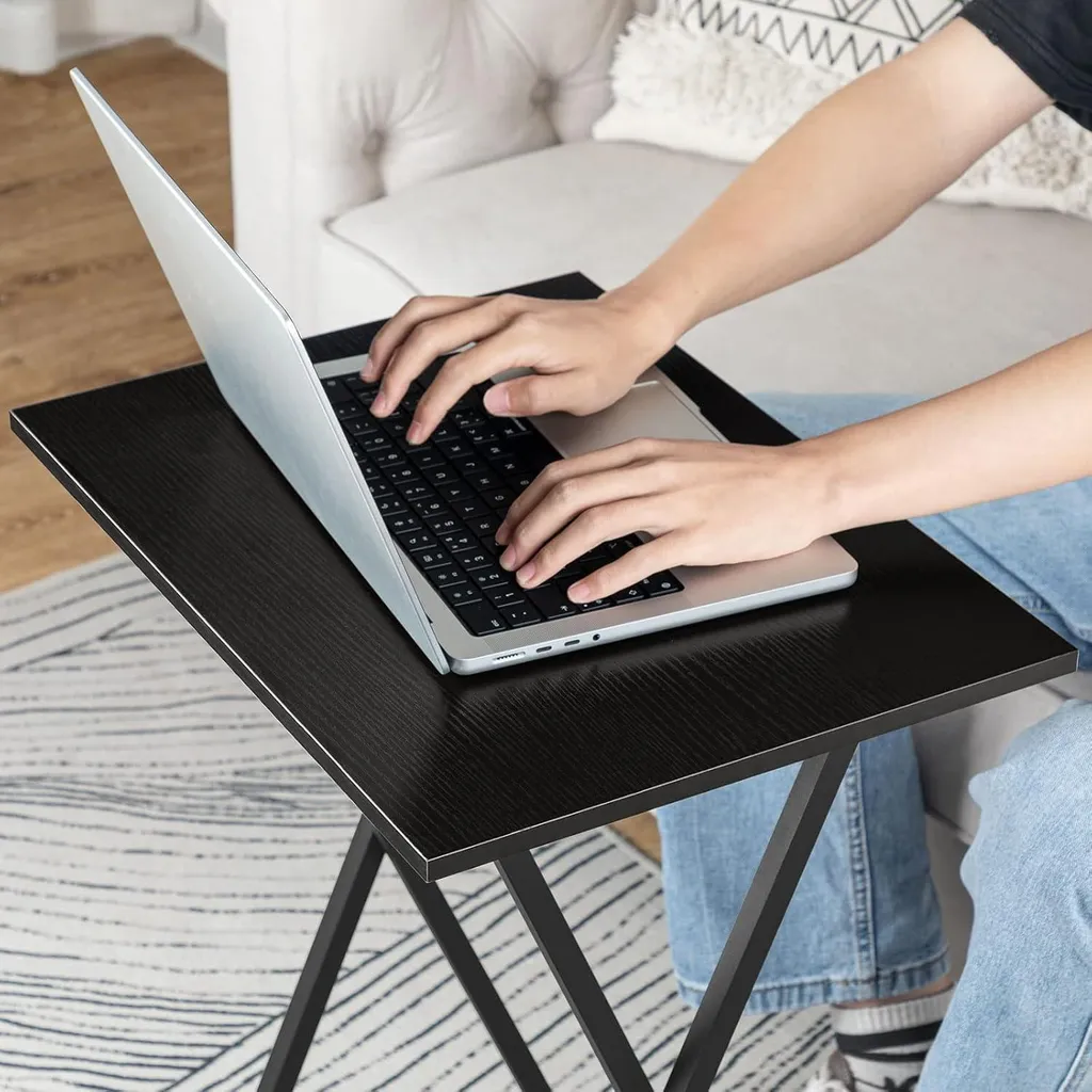 Table d'appoint HOOBRO pour ordinateur pliable style industriel noir - 8