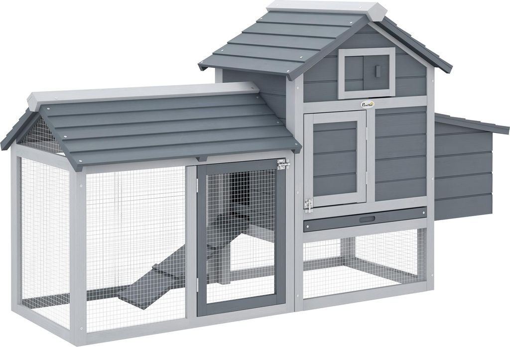 PawHut Petit poulailler cottage cage à poules sur pied dim. Image du produit 