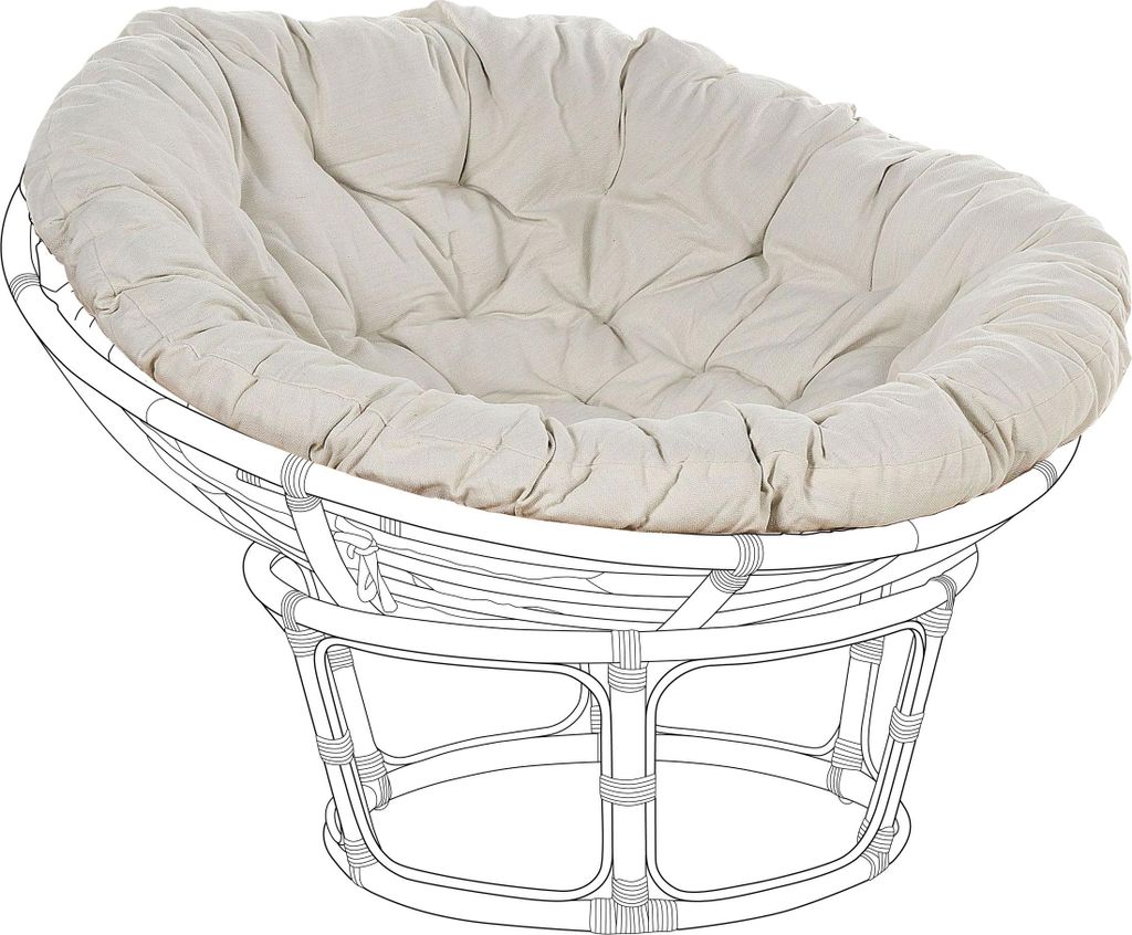 BELIANI Sitzkissen für Gartensessel Hellbeige Stoff Gesteppt Rund mit Bindebändern Boho Auflage für Korbsessel Rattansessel Outdoor Terrasse Balkon