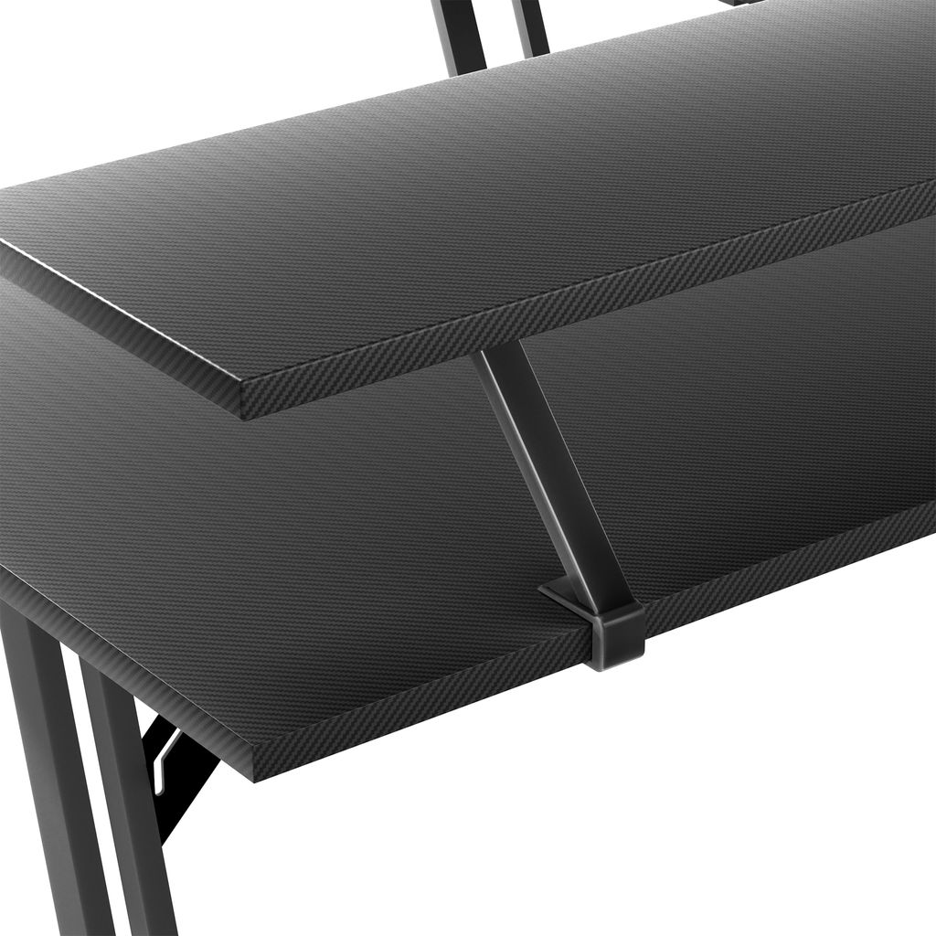 XMTECH biurko w kształcie litery L czarne, stół do gier w Zdjęcie produktu 10