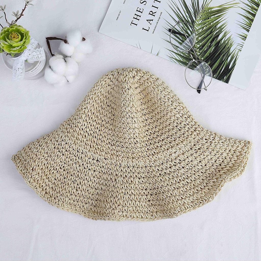 Stroh Sommerhut für Damen mit Groß Sonnen Shade schlaffer Produktbild 4