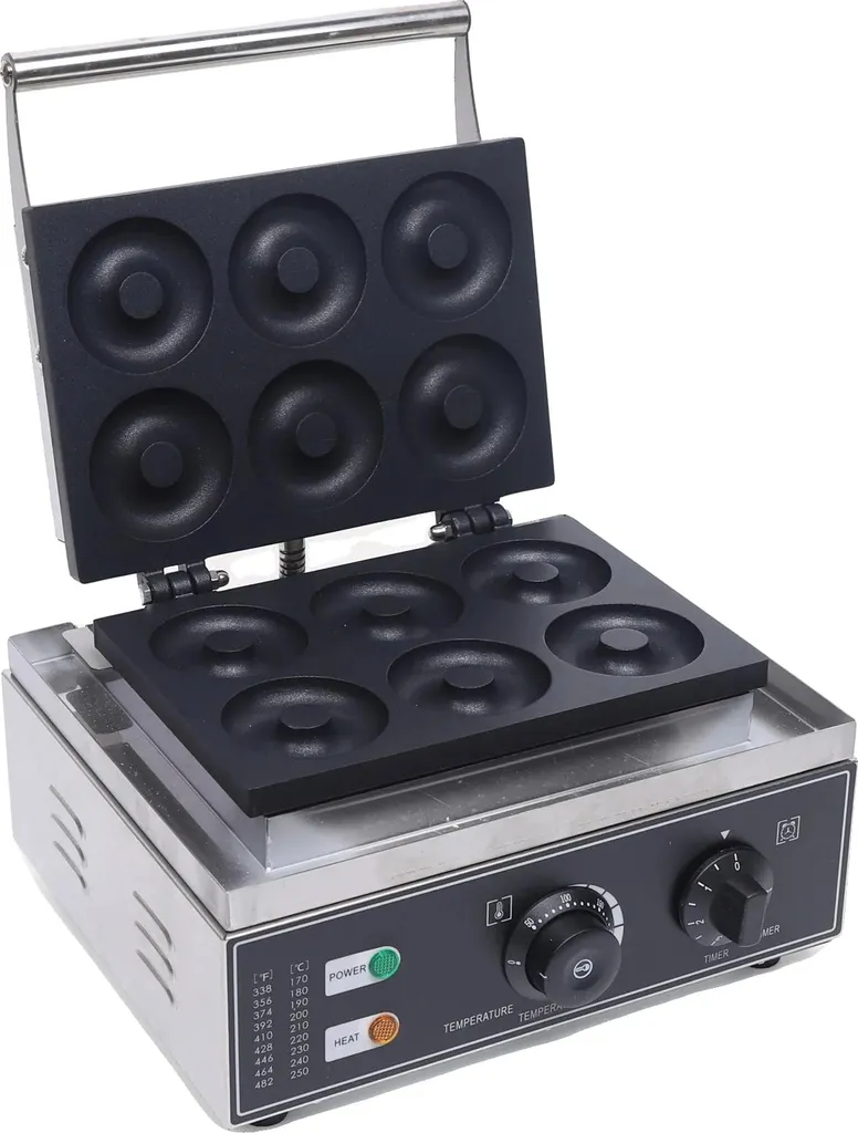 Machine à beignets noire double face avec thermostat réglable - 1200W