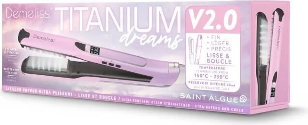 Lisseur Vapeur Plaques Titanium V2.0 Demeliss Titanium Dreams Edition