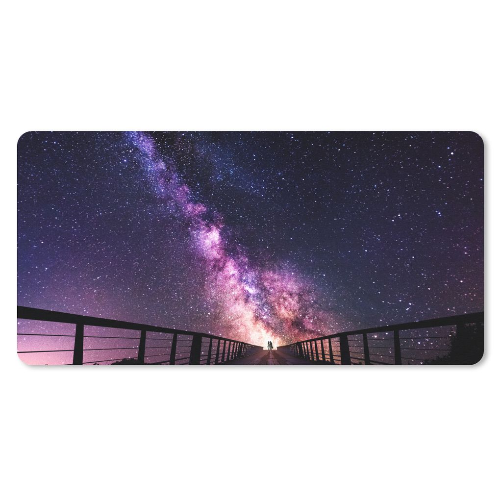 MuchoWow Schreibtischunterlage Universum - Galaxie - Lila - Jungen - Mädchen - Kinder 80x40 cm - XXL Mauspad - Gaming Mauspad