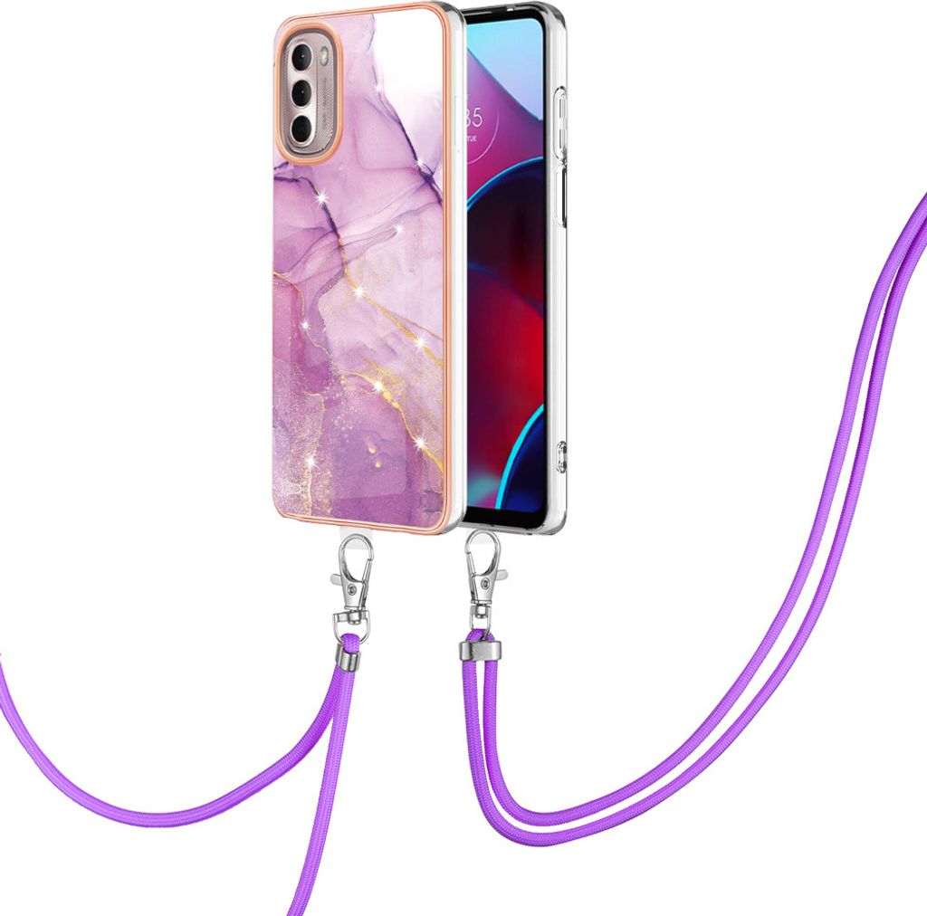 Handykette Hülle für Motorola Moto G Stylus 2022 4G Muster TPU Schutzhülle mit verstellbarem Tragegurt Pink