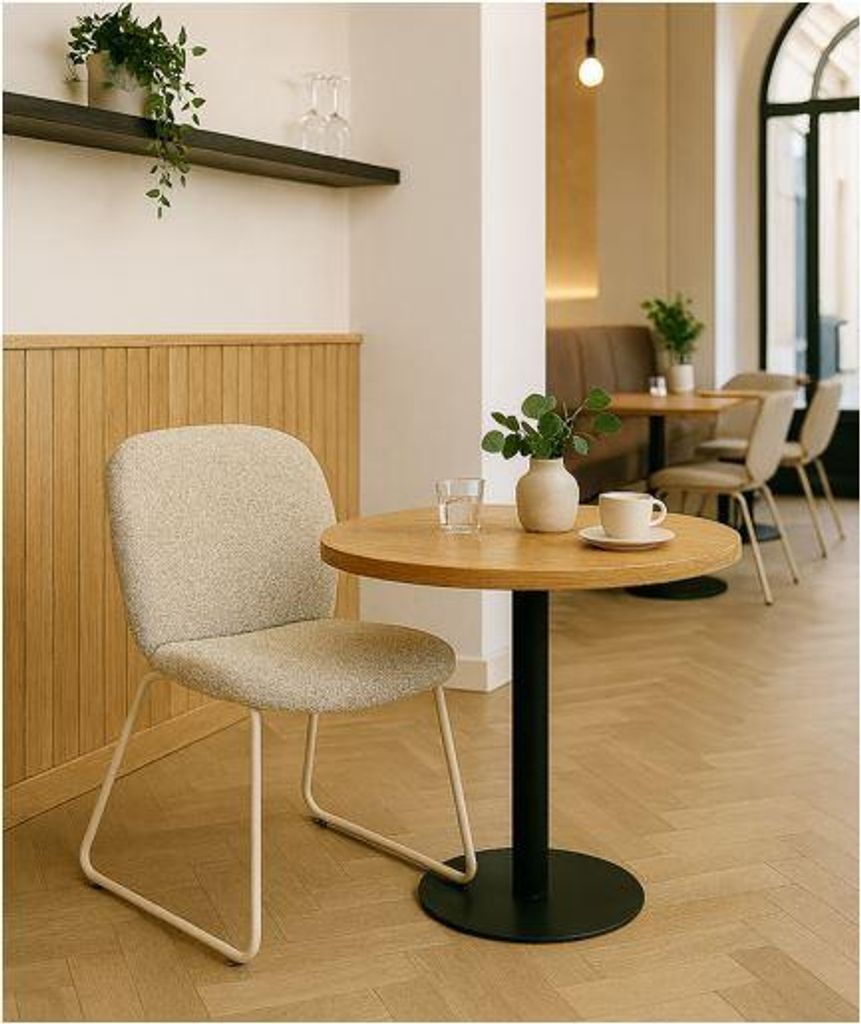 LEXO Polsterstuhl für Esszimmer und Küche, Casual Loft Stil mit kashmirfarbenem Metallgestell