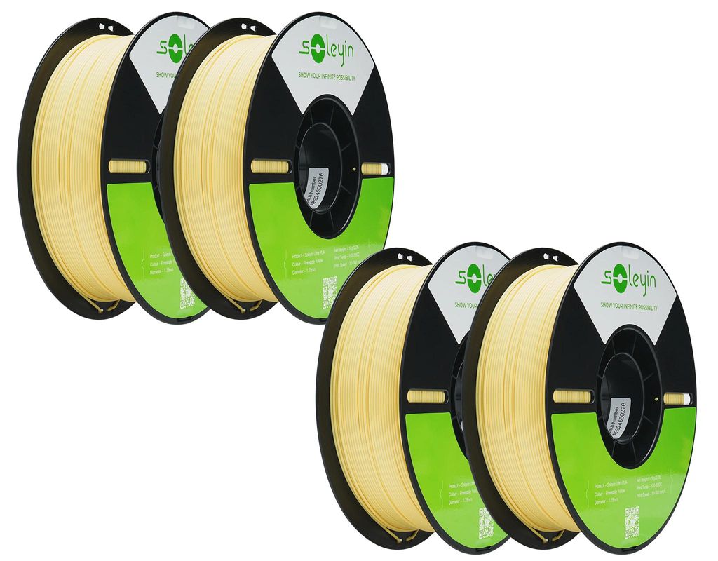Creality Soleyin Ultra PLA Filament, 1.75mm, 4KG für 3D Drucker, 4 x 1kg- Ananasgelb - 3301010506