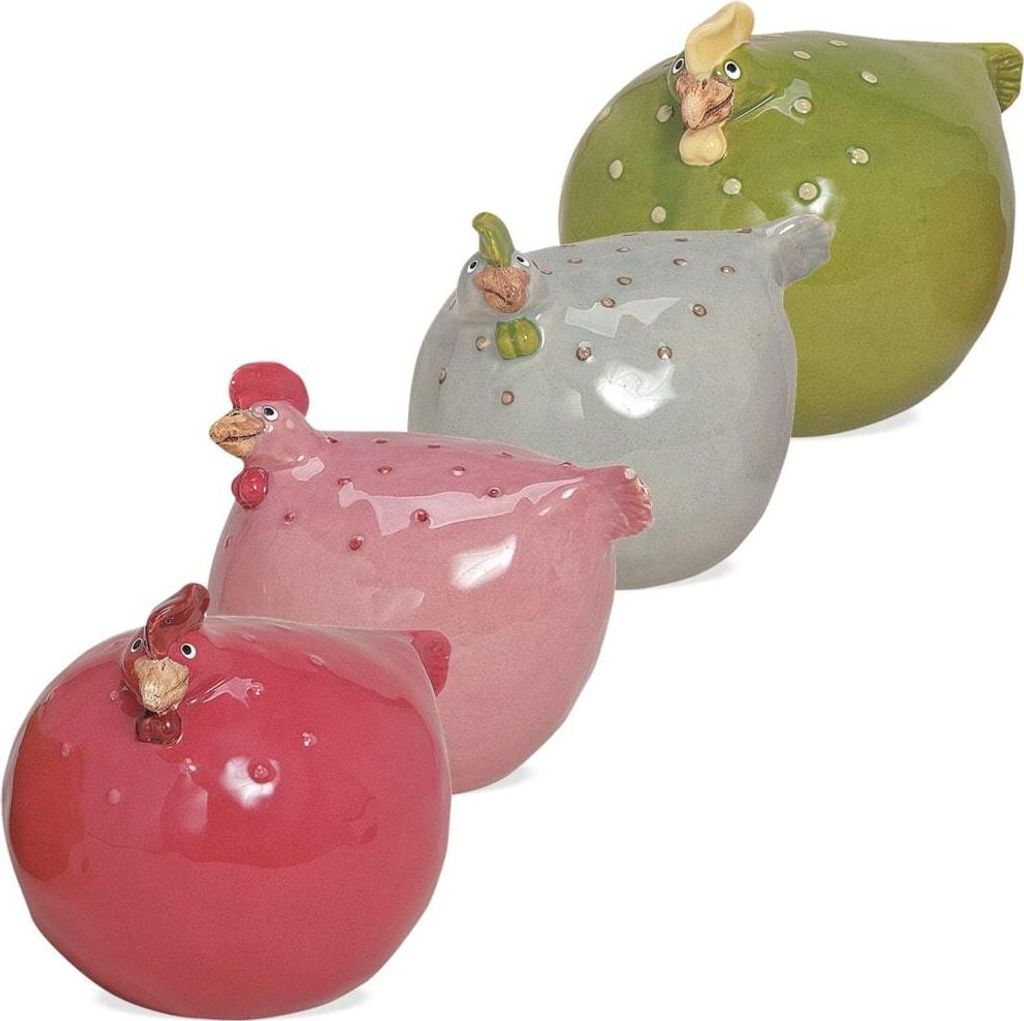 Henne Hühner bunt 4er Set je 12 cm