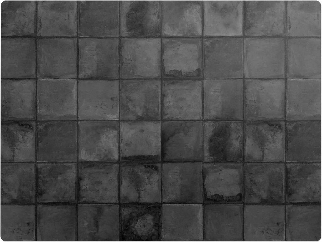 Dunkle Retro-Fliesen – Bodenschutzmatte – Stuhlunterlage 120x90 cm – Rutschfest – Hartbodenmatte